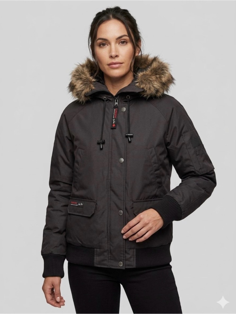 Goose Down Canada Gear Women’s Black Winter Bomber Jacket Size Small
